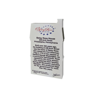 3/4" thick wooden cutout  with Betsy Ross House branding and text on a white background