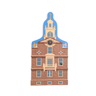 3/4" thick wooden illustration of a building on a white background