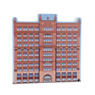 3/4" thick wooden model of the Rookery in Chicago on a white background