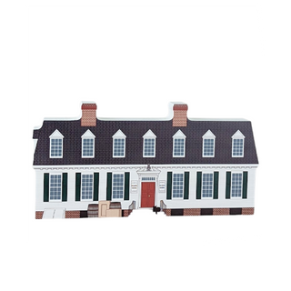 3/4" thick wooden replica of Raleigh Tavern on white background