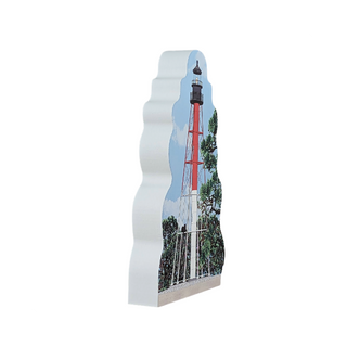 3/4" thick wooden replica with an Illustration of a lighthouse design on a white background