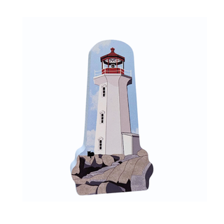 3/4" thick wooden cutout of a lighthouse on a white background