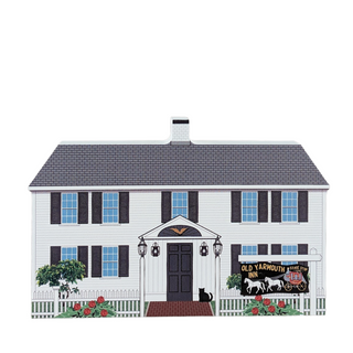 3/4" thick wooden Illustration of a two-story house with black shutters and a sign for 'Old Yarmouth Inn'.