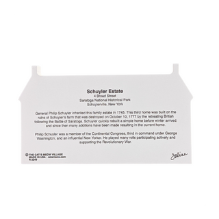 3/4" thick wooden cutout  about Schuyler Estate on a white background