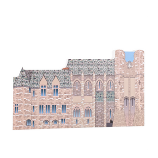 3/4" thick wooden illustration of a castle on a white background