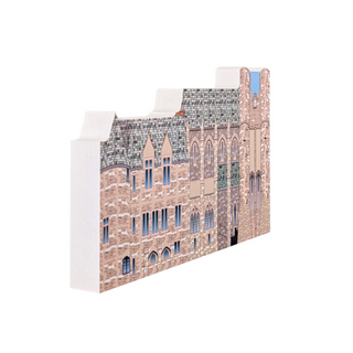 3/4" thick wooden illustration of a castle on white background