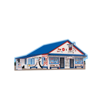 3/4" thick wooden replica with an Illustration of a lighthouse design on a white background
