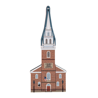 3/4" thick wooden Illustration of the Old North church in Boston on a white background