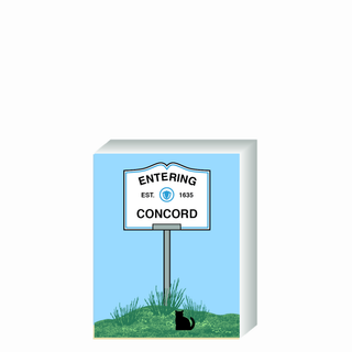 Wooden 3/4" Replica with a street sign designating 'Entering Concord' on a blue background