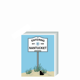 Wooden 3/4" Replica with a sign designating 'Entering Nantucket' on a white background