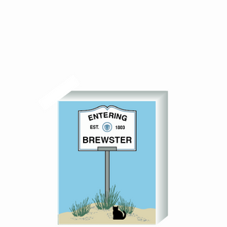 Wooden 3/4" Replica with a street sign designating 'Entering Brewster' on a blue background.