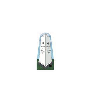 3/4" thick wooden Illustration of a tall, white obelisk with text on a white background