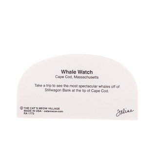 3/4" thick wooden figurine with wording for 'Whale Watch' Cape Cod, Massachusetts on a white background