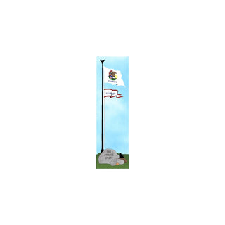 3/4" thick wooden Illustration of an Illinois state flag on a pole with a stone marker reading 'The Prairie State'.