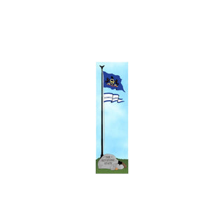 3/4" thick wooden cutout of Pennsylvania state flag on a flagpole with 'The Keystone State' text and a bear and elk emblem.