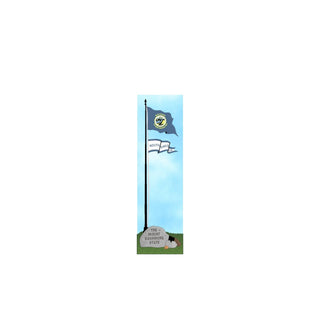 3/4" thick wooden cutout of a flagpole with South Dakota flag and 'The Mount Rushmore State' sign against a blue sky.