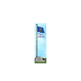 3/4" thick wooden cutout of the Flag of Vermont with a blue background