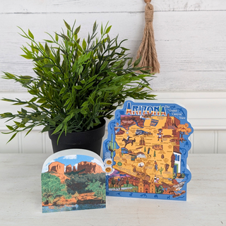 3/4" thick wooden  models of Cathedral Rocks and Arizona state map