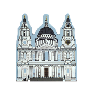 3/4" thick wooden Illustration of St. Paul's Cathedral with a blue background